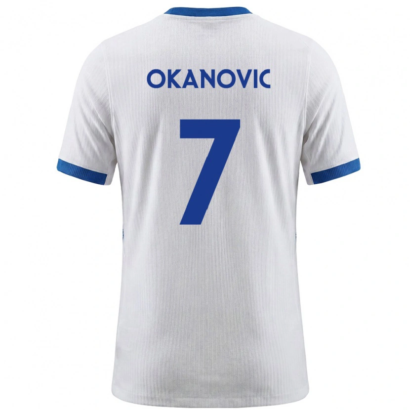 Danxen Dětské Slovinsko Deen Okanovic #7 Bílá Modrá Domů Hráčské Dresy 26-28 Dres