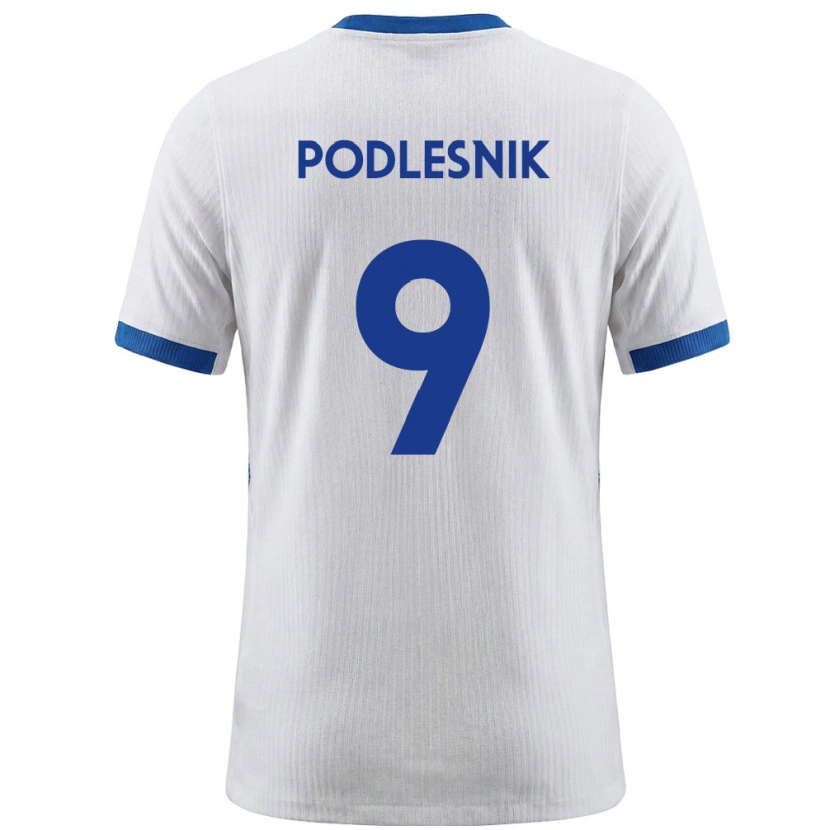 Danxen Dětské Slovinsko Nik Podlesnik #9 Bílá Modrá Domů Hráčské Dresy 26-28 Dres