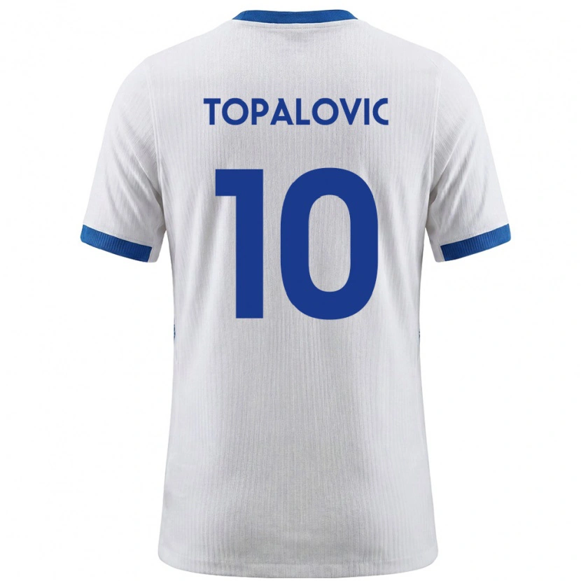 Danxen Dětské Slovinsko Luka Topalović #10 Bílá Modrá Domů Hráčské Dresy 26-28 Dres