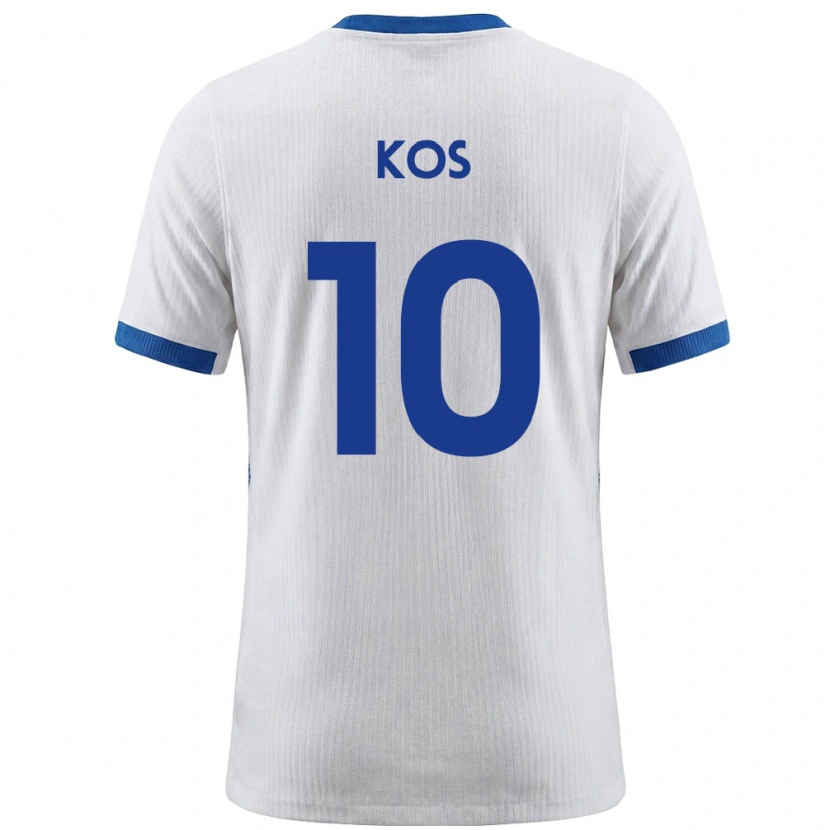 Danxen Dětské Slovinsko Liam Kos #10 Bílá Modrá Domů Hráčské Dresy 26-28 Dres