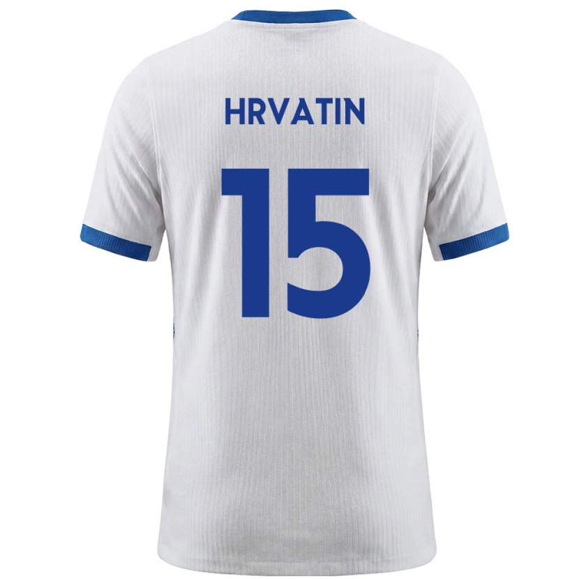 Danxen Dětské Slovinsko Rene Hrvatin #15 Bílá Modrá Domů Hráčské Dresy 26-28 Dres