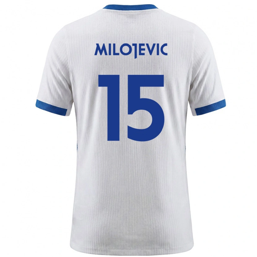 Danxen Dětské Slovinsko Nemanja Milojevic #15 Bílá Modrá Domů Hráčské Dresy 26-28 Dres