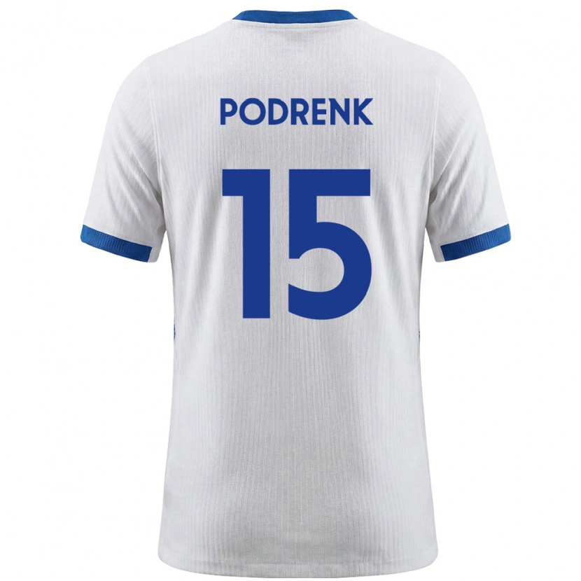 Danxen Dětské Slovinsko Nik Podrenk #15 Bílá Modrá Domů Hráčské Dresy 26-28 Dres