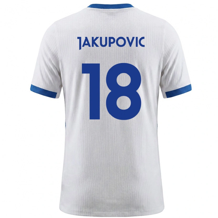 Danxen Dětské Slovinsko Aldin Jakupovic #18 Bílá Modrá Domů Hráčské Dresy 26-28 Dres