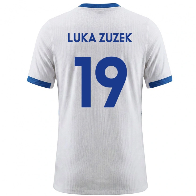 Danxen Dětské Slovinsko Zan Luka Zuzek #19 Bílá Modrá Domů Hráčské Dresy 26-28 Dres