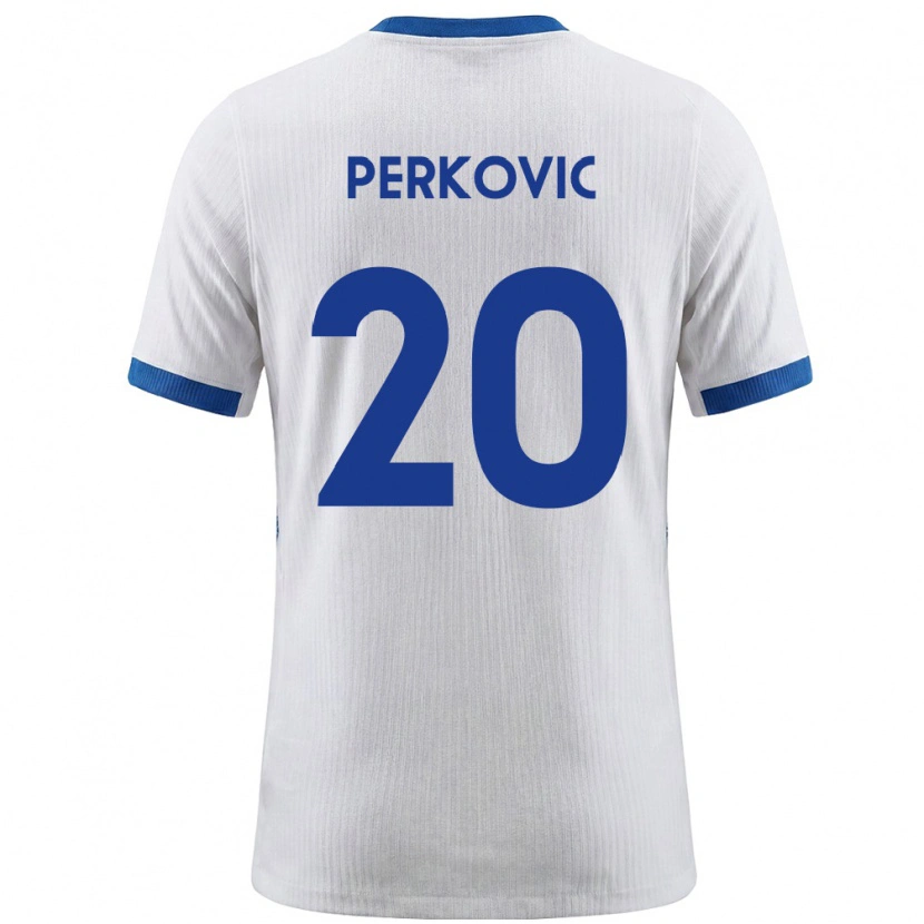 Danxen Dětské Slovinsko Nino Perkovic #20 Bílá Modrá Domů Hráčské Dresy 26-28 Dres
