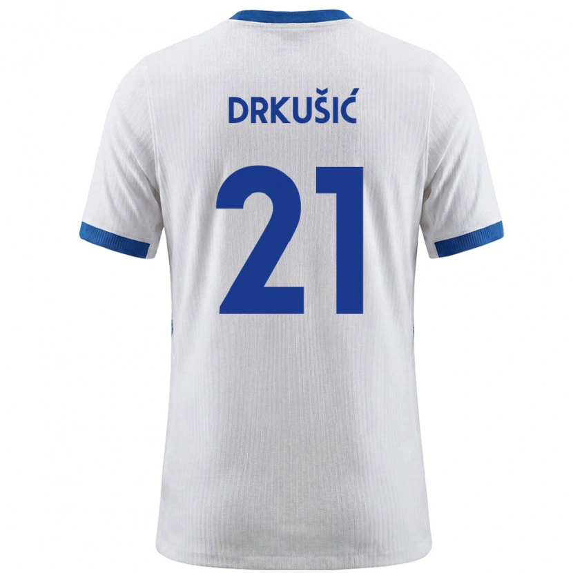 Danxen Dětské Slovinsko Vanja Drkusic #21 Bílá Modrá Domů Hráčské Dresy 26-28 Dres