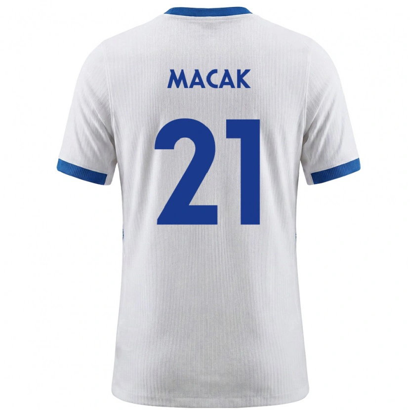 Danxen Dětské Slovinsko Lucas Macak #21 Bílá Modrá Domů Hráčské Dresy 26-28 Dres