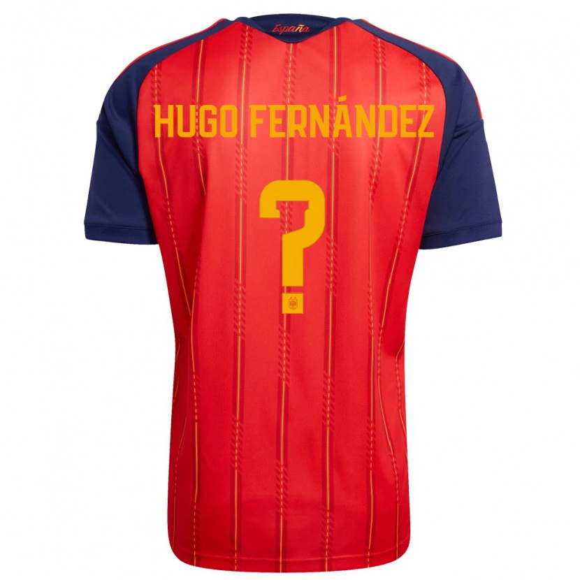 Danxen Dětské Španělsko Hugo Fernández #0 Červená Námořnická Žlutá Domů Hráčské Dresy 26-28 Dres