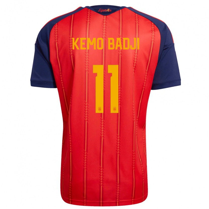 Danxen Dětské Španělsko Abdou Kemo Badji #11 Červená Námořnická Žlutá Domů Hráčské Dresy 26-28 Dres