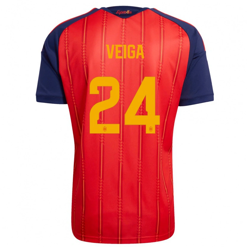Danxen Dětské Španělsko Gabri Veiga #24 Červená Námořnická Žlutá Domů Hráčské Dresy 26-28 Dres