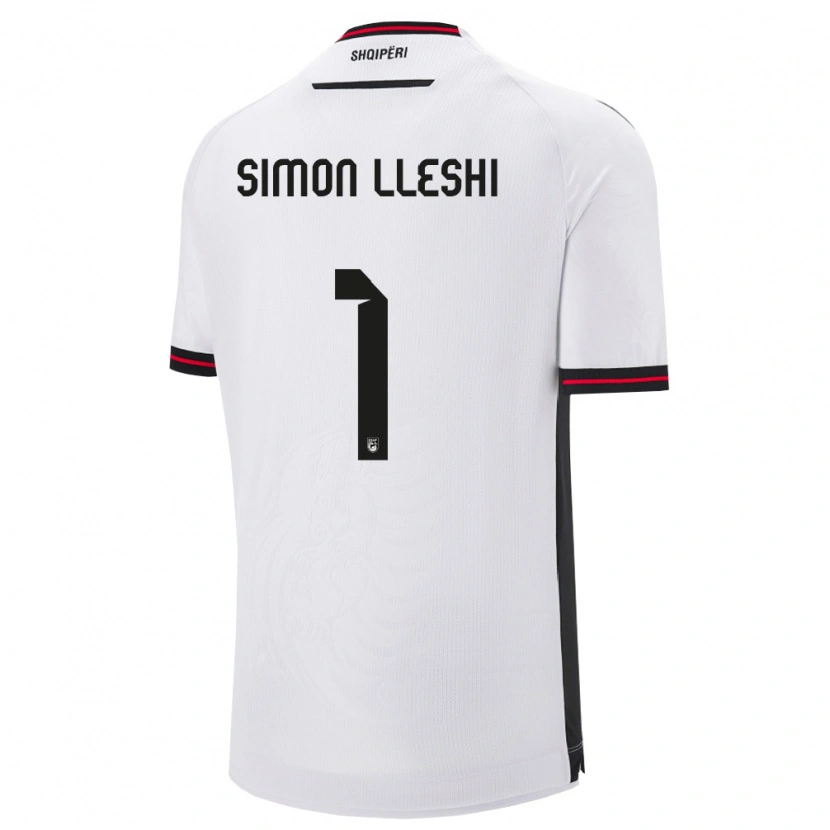 Danxen Dětské Albánie Simon Lleshi #1 Bílá Černá Daleko Hráčské Dresy 26-28 Dres