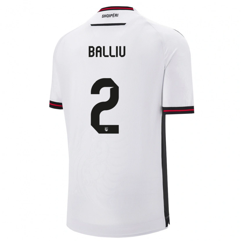 Danxen Dětské Albánie Iván Balliu #2 Bílá Černá Daleko Hráčské Dresy 26-28 Dres