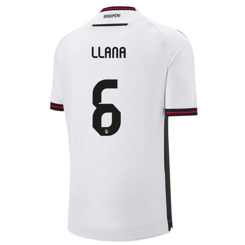 Danxen Dětské Albánie Andreas Llana #6 Bílá Černá Daleko Hráčské Dresy 26-28 Dres