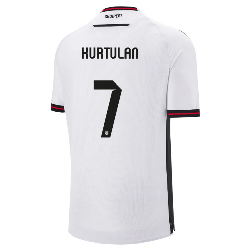 Danxen Dětské Albánie Arda Kurtulan #7 Bílá Černá Daleko Hráčské Dresy 26-28 Dres