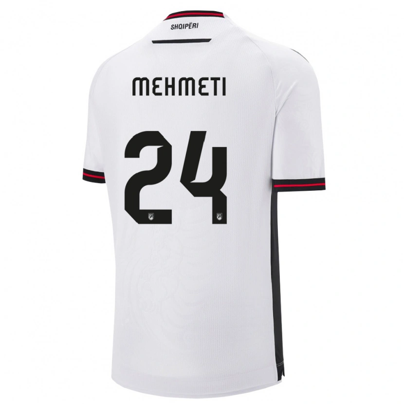 Danxen Dětské Albánie Anis Mehmeti #24 Bílá Černá Daleko Hráčské Dresy 26-28 Dres