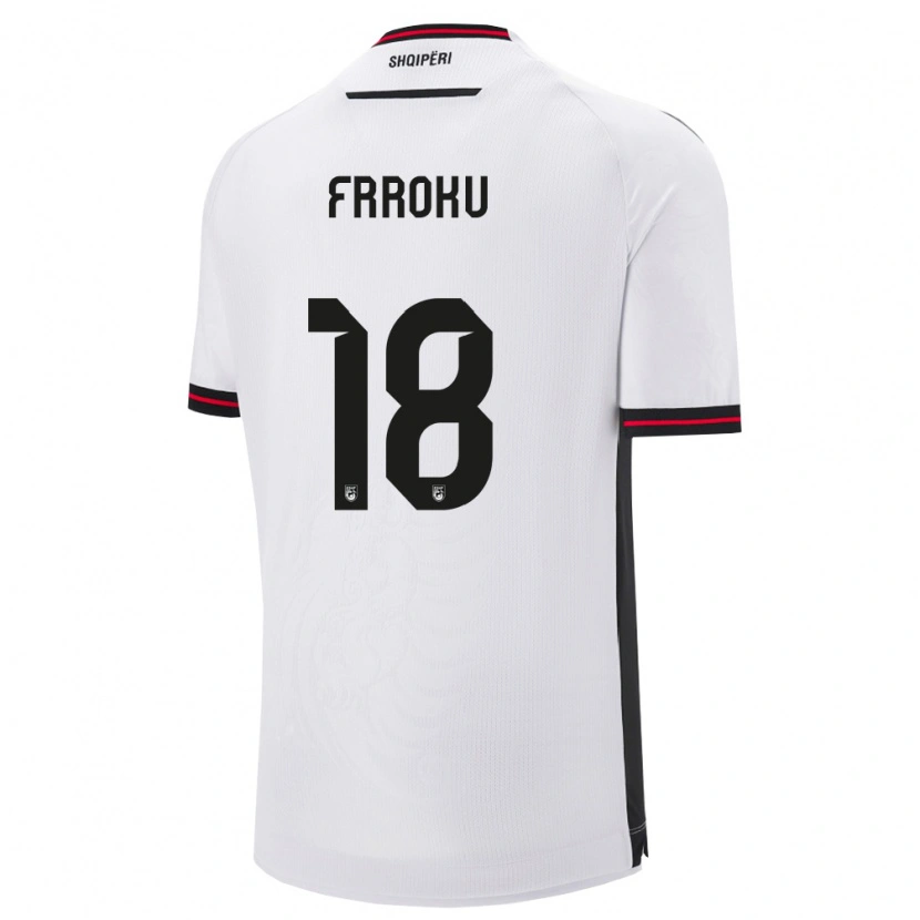 Danxen Dětské Albánie Leandro Frroku #18 Bílá Černá Daleko Hráčské Dresy 26-28 Dres