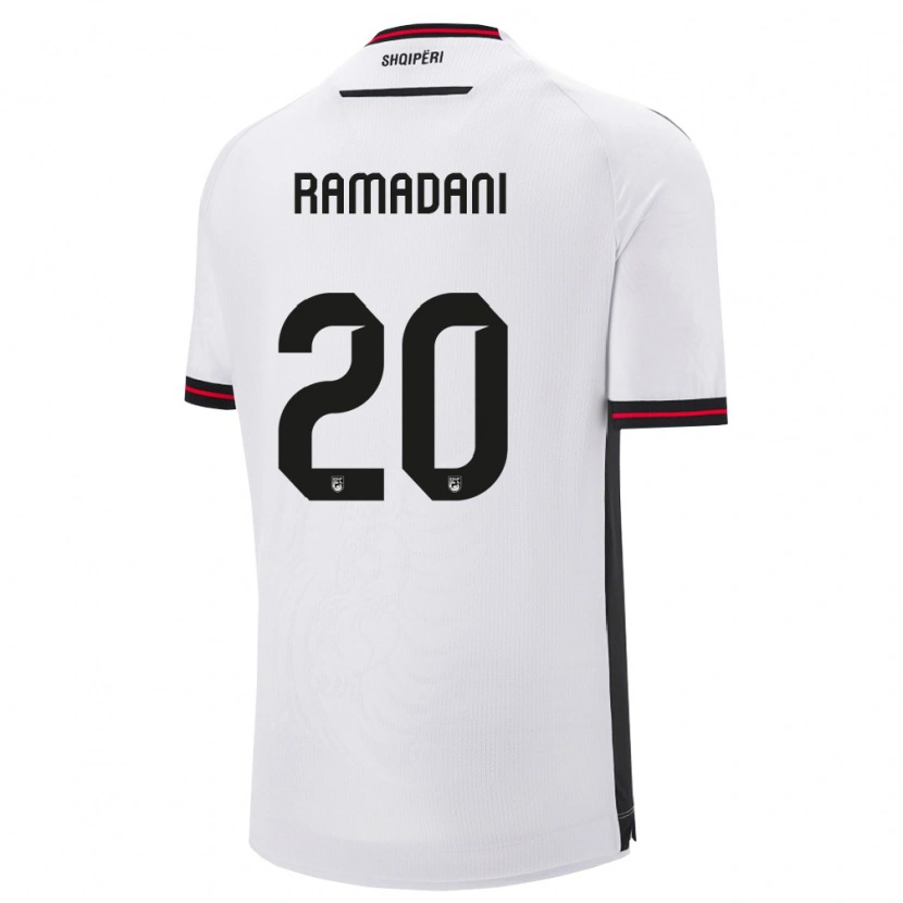 Danxen Dětské Albánie Ylber Ramadani #20 Bílá Černá Daleko Hráčské Dresy 26-28 Dres
