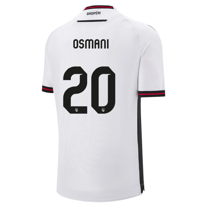 Danxen Dětské Albánie Enes Osmani #20 Bílá Černá Daleko Hráčské Dresy 26-28 Dres