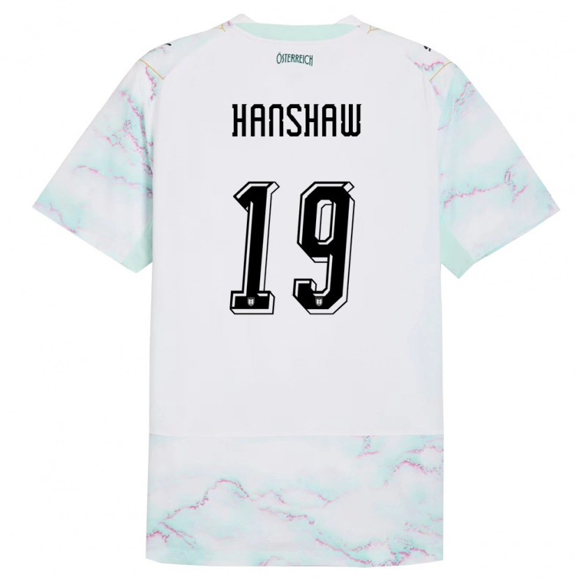 Danxen Dětské Rakousko Verena Hanshaw #19 Bílá Zelená Zlatá Daleko Hráčské Dresy 26-28 Dres