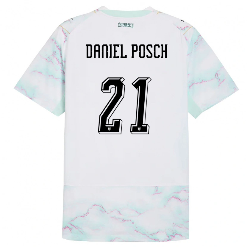 Danxen Dětské Rakousko Daniel Posch #21 Bílá Zelená Zlatá Daleko Hráčské Dresy 26-28 Dres