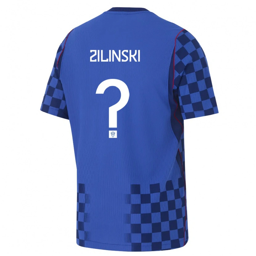 Danxen Dětské Chorvatsko Fran Zilinski #0 Modrá Námořnická Červená Daleko Hráčské Dresy 26-28 Dres
