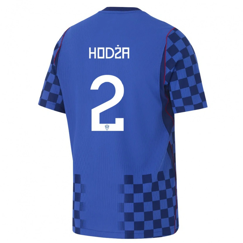 Danxen Dětské Chorvatsko Veldin Hodza #2 Modrá Námořnická Červená Daleko Hráčské Dresy 26-28 Dres