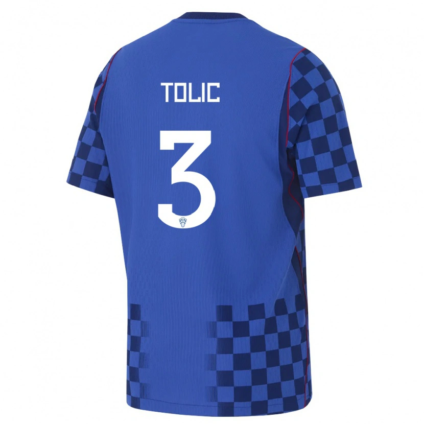 Danxen Dětské Chorvatsko Filip Tolic #3 Modrá Námořnická Červená Daleko Hráčské Dresy 26-28 Dres