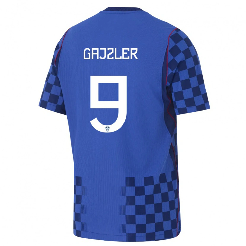 Danxen Dětské Chorvatsko Niko Gajzler #9 Modrá Námořnická Červená Daleko Hráčské Dresy 26-28 Dres