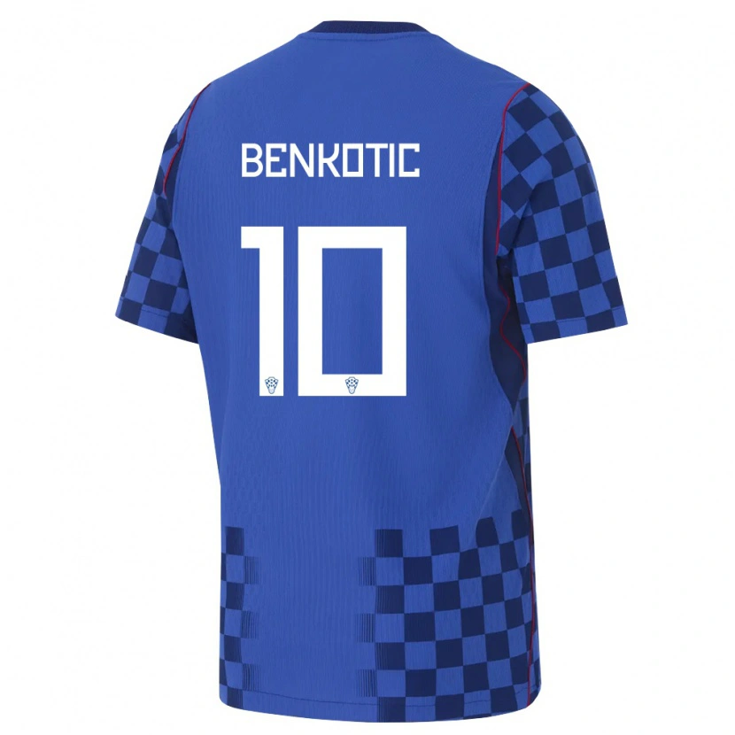 Danxen Dětské Chorvatsko Jona Benkotic #10 Modrá Námořnická Červená Daleko Hráčské Dresy 26-28 Dres