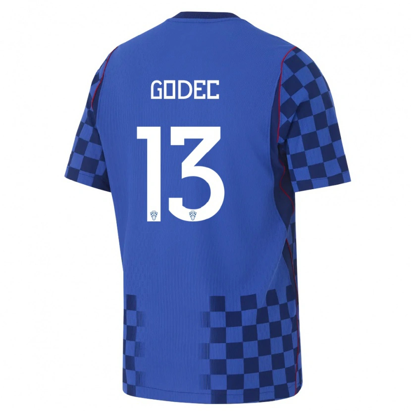 Danxen Dětské Chorvatsko Dino Godec #13 Modrá Námořnická Červená Daleko Hráčské Dresy 26-28 Dres
