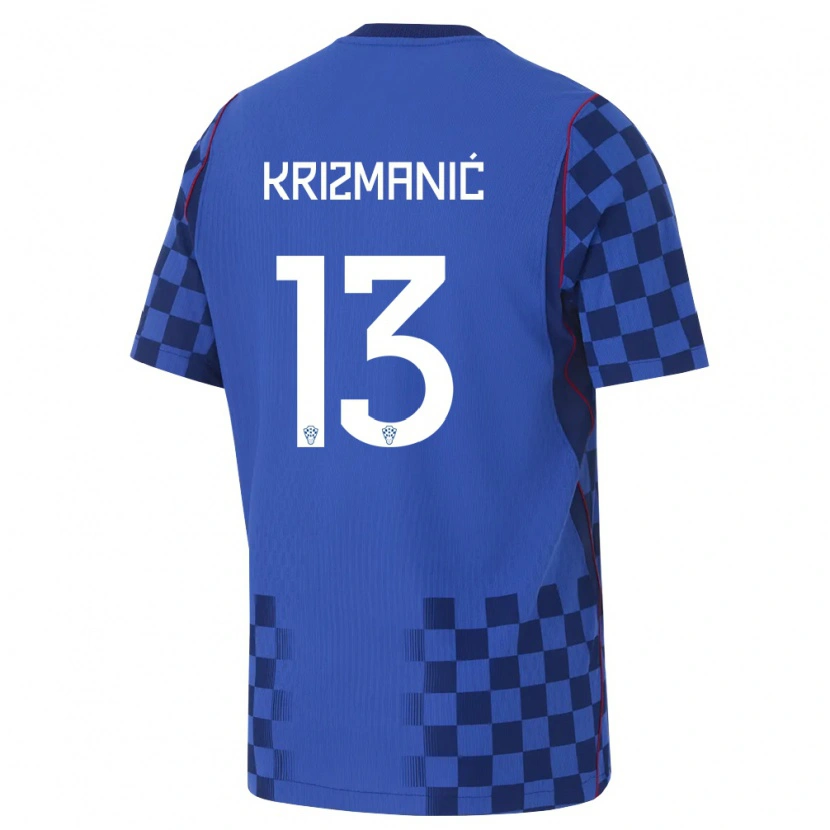 Danxen Dětské Chorvatsko Kresimir Krizmanic #13 Modrá Námořnická Červená Daleko Hráčské Dresy 26-28 Dres