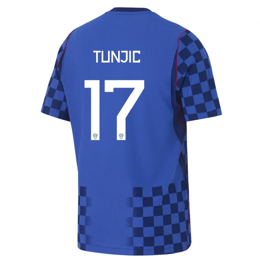 Danxen Dětské Chorvatsko Luka Tunjic #17 Modrá Námořnická Červená Daleko Hráčské Dresy 26-28 Dres