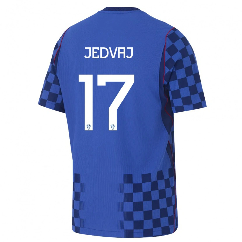 Danxen Dětské Chorvatsko Karla Jedvaj #17 Modrá Námořnická Červená Daleko Hráčské Dresy 26-28 Dres