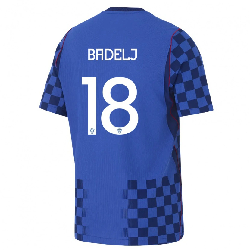 Danxen Dětské Chorvatsko Juraj Badelj #18 Modrá Námořnická Červená Daleko Hráčské Dresy 26-28 Dres