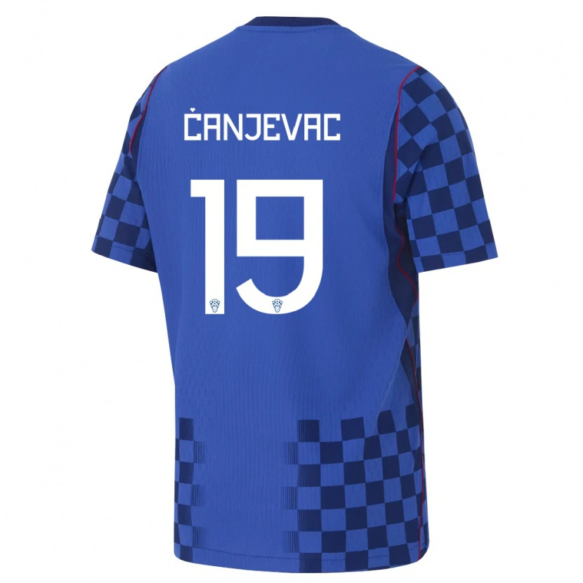 Danxen Dětské Chorvatsko Janja Canjevac #19 Modrá Námořnická Červená Daleko Hráčské Dresy 26-28 Dres