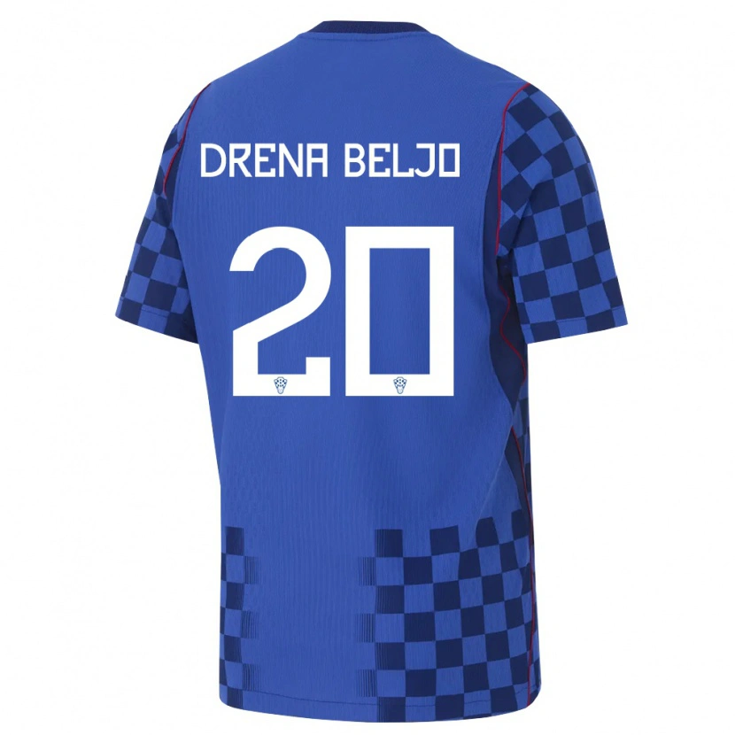 Danxen Dětské Chorvatsko Dion Drena Beljo #20 Modrá Námořnická Červená Daleko Hráčské Dresy 26-28 Dres