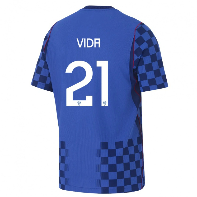 Danxen Dětské Chorvatsko Domagoj Vida #21 Modrá Námořnická Červená Daleko Hráčské Dresy 26-28 Dres