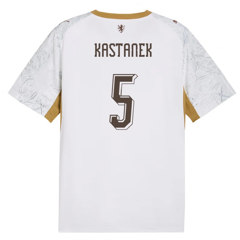 Danxen Dětské Česko Lukas Kastanek #5 Smetanová Zlatá Šedá Daleko Hráčské Dresy 26-28 Dres