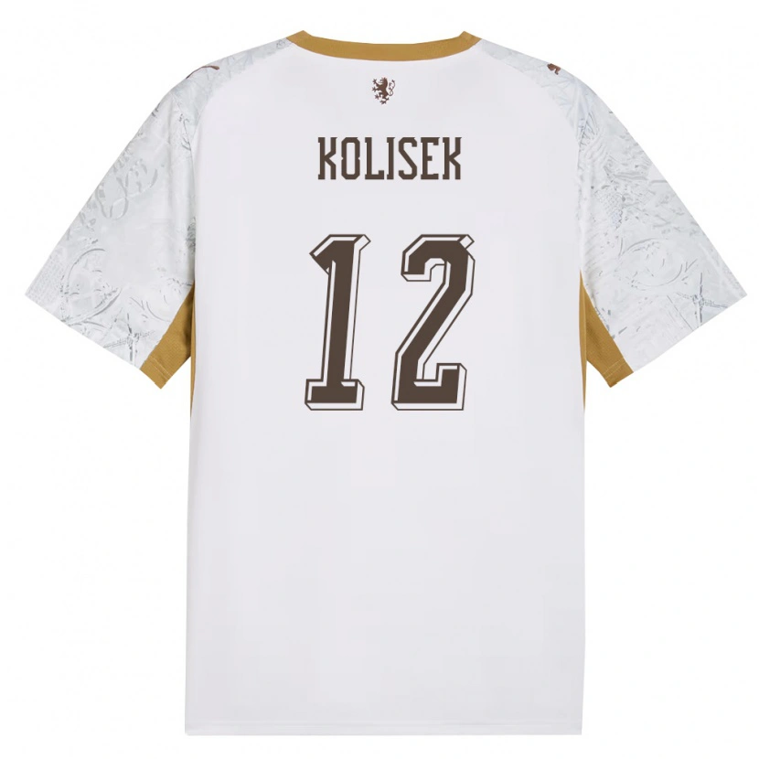 Danxen Dětské Česko Jakub Kolisek #12 Smetanová Zlatá Šedá Daleko Hráčské Dresy 26-28 Dres