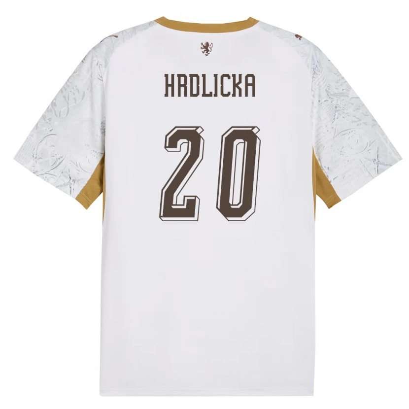 Danxen Dětské Česko Lukas Hrdlicka #20 Smetanová Zlatá Šedá Daleko Hráčské Dresy 26-28 Dres