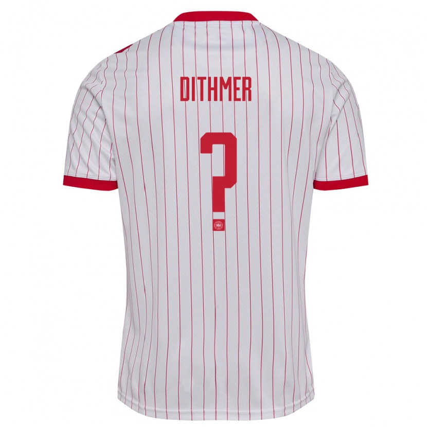 Danxen Dětské Dánsko Andreas Dithmer #0 Bílá Červená Daleko Hráčské Dresy 26-28 Dres