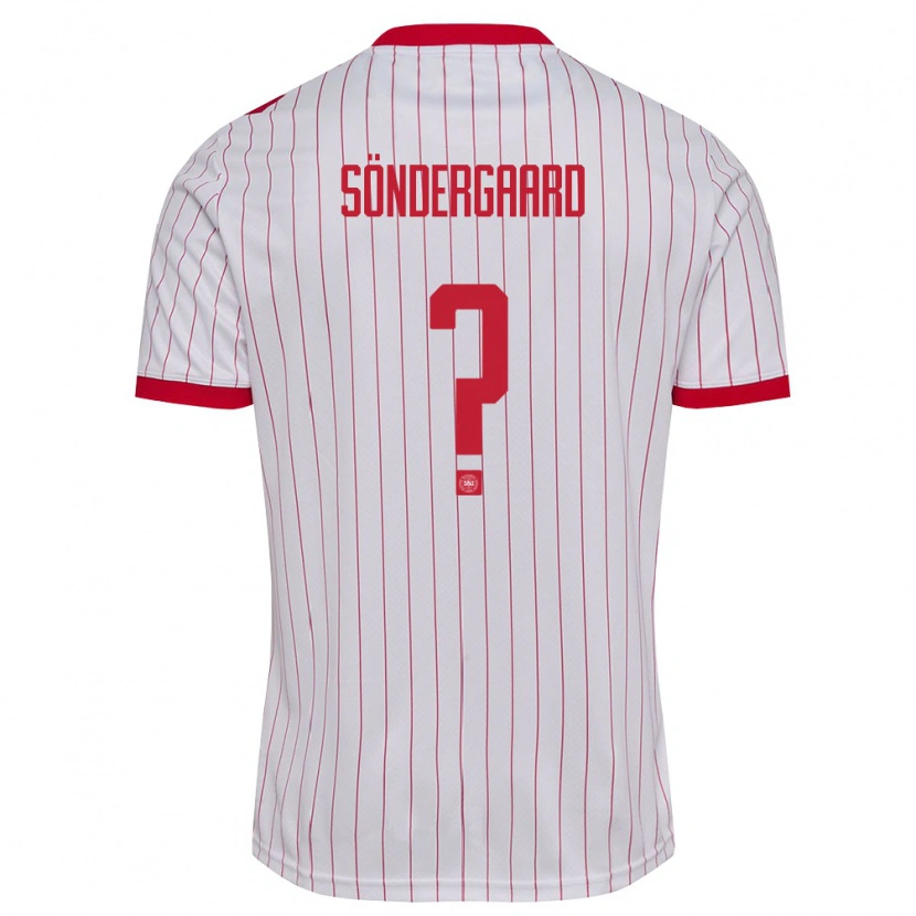 Danxen Dětské Dánsko Philip Søndergaard #0 Bílá Červená Daleko Hráčské Dresy 26-28 Dres