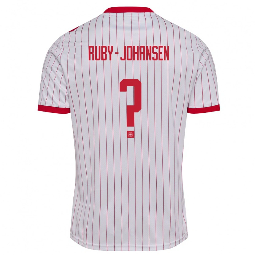 Danxen Dětské Dánsko Gustav Ruby-Johansen #0 Bílá Červená Daleko Hráčské Dresy 26-28 Dres
