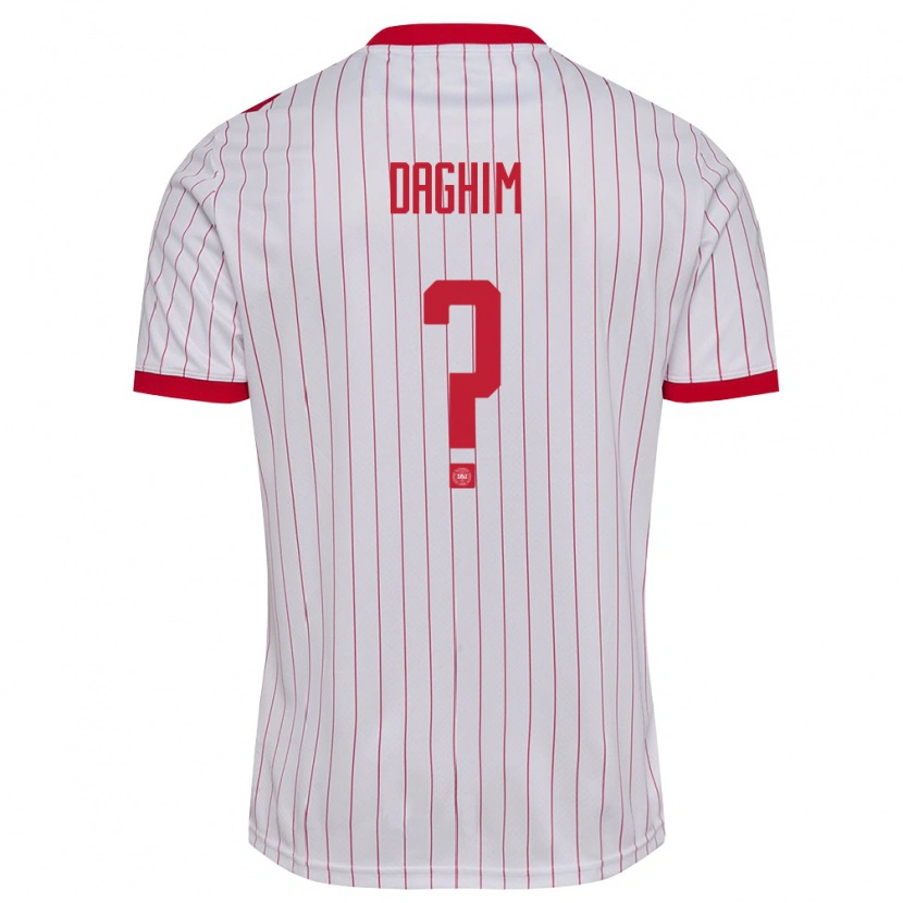Danxen Dětské Dánsko Adam Daghim #0 Bílá Červená Daleko Hráčské Dresy 26-28 Dres