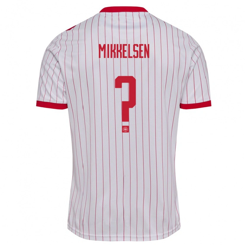 Danxen Dětské Dánsko Sebastian Mikkelsen #0 Bílá Červená Daleko Hráčské Dresy 26-28 Dres