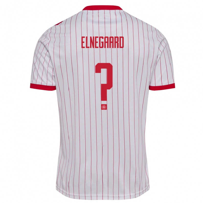 Danxen Dětské Dánsko Tobias Elnegaard #0 Bílá Červená Daleko Hráčské Dresy 26-28 Dres