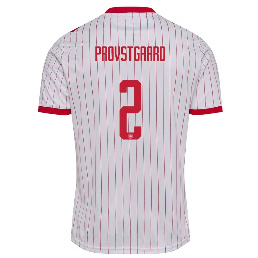 Danxen Dětské Dánsko Oliver Provstgaard #2 Bílá Červená Daleko Hráčské Dresy 26-28 Dres