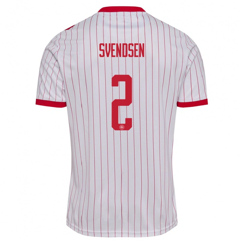 Danxen Dětské Dánsko Oliver Svendsen #2 Bílá Červená Daleko Hráčské Dresy 26-28 Dres