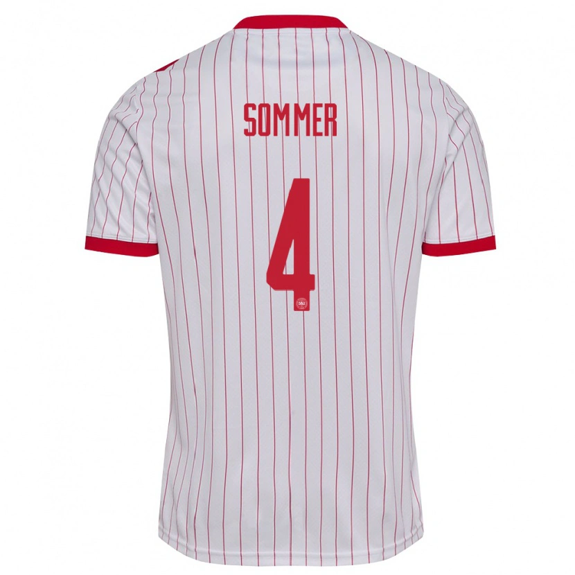 Danxen Dětské Dánsko Felix Sommer #4 Bílá Červená Daleko Hráčské Dresy 26-28 Dres